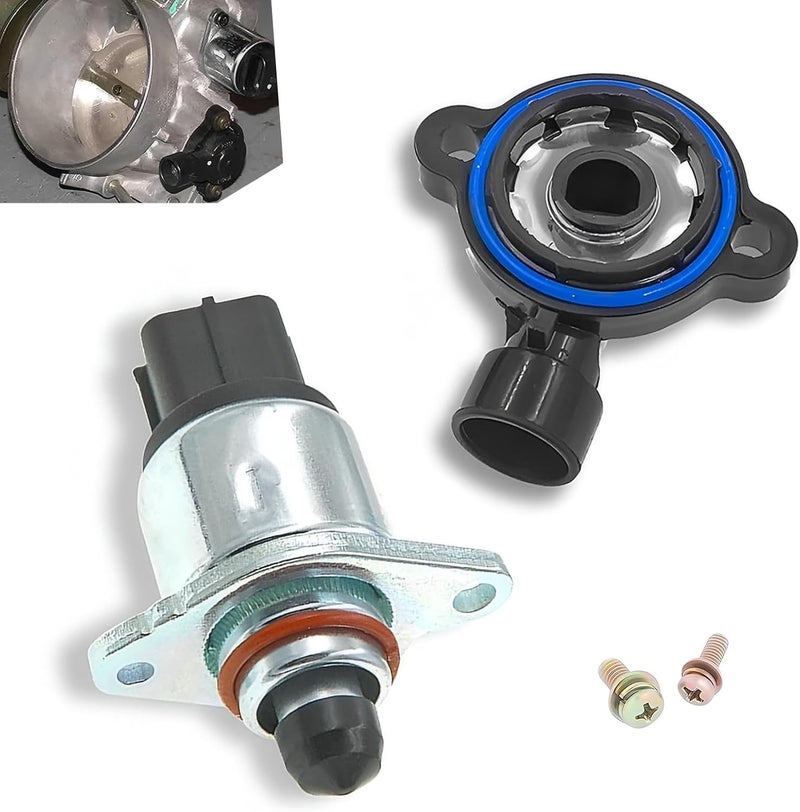 DYEKNEE Pack-2 Car Idle Speed Control Valve Sensor + Throttle Position Sensor Kit, Standard Replacement 17113625 17113598, Compatible with GM Buick Cadillac Chevrolet Pontiac (Silver & Black) - Image 1